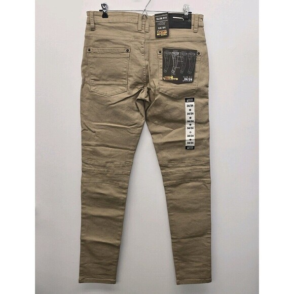 Copper Rivet Khaki Distressed Slim Fit Men's Ripped Jeans Size 34 x 34 (C26) - Picture 2 of 9